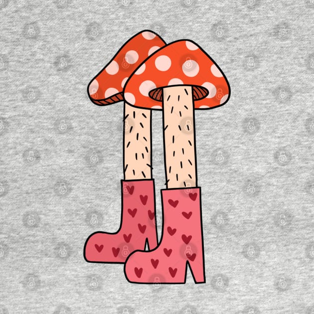 Mushroom feet in heart boots cartoon by ballooonfish